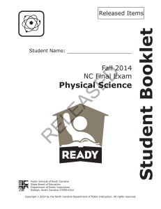 RELEASED Student Booklet Physical Science Fall 2014