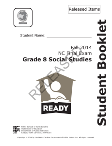 RELEASED Student Booklet Grade 8 Social Studies Fall 2014