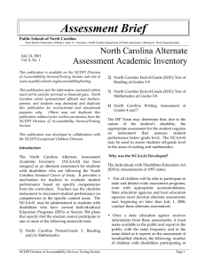 Assessment Brief Public Schools of North Carolina