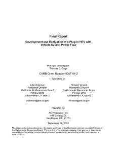 Final Report Development and Evaluation of a Plug-in HEV with