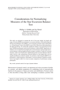 Considerations for Normalizing Measures of the Star Excursion Balance Test