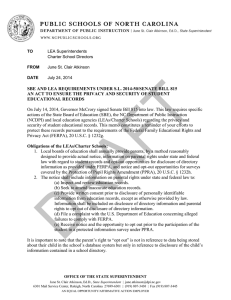 SBE AND LEA REQUIREMENTS UNDER S.L. 2014-50/SENATE BILL 815