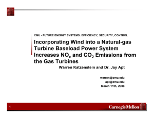 Incorporating Wind into a Natural-gas Turbine Baseload Power System Increases NO and CO