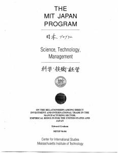 THE MIT JAPAN PROGRAM Science, Technology,