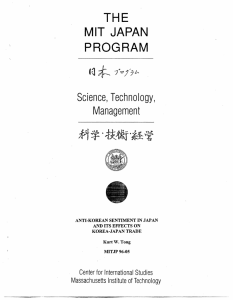 THE MIT JAPAN PROGRAM Science,  Technology,