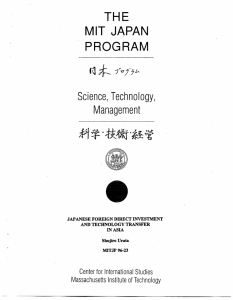 .. THE MIT JAPAN PROGRAM