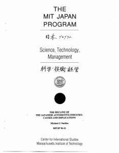 THE MIT JAPAN PROGRAM Science,  Technology,