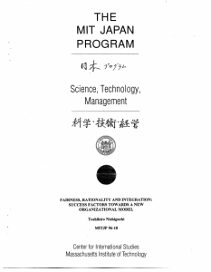 THE JAPAN PROGRAM Science, Technology,