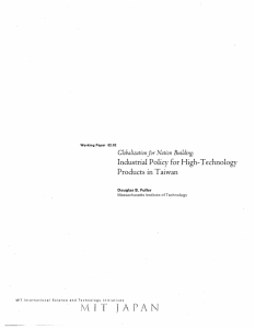 Industrial Policy  for High-Technology Products in Taiwan A Globalizationfor Nation Building: