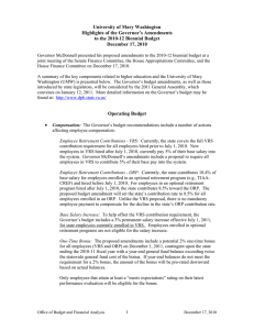 University of Mary Washington Highlights of the Governor’s Amendments December 17, 2010