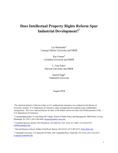 Does Intellectual Property Rights Reform Spur    Industrial Development? *