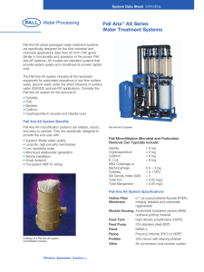 Pall Aria AX Series Water Treatment Systems System Data Sheet