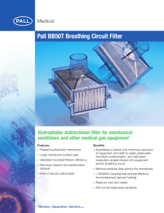 Pall BB50T Breathing Circuit Filter Hydrophobic bidirectional filter for mechanical