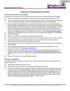 Supervisor’s New Employee Checklist