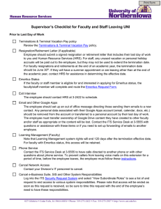 Supervisor’s Checklist for Faculty and Staff Leaving UNI