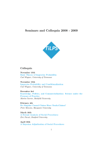 Seminars and Colloquia 2008 - 2009 Colloquia