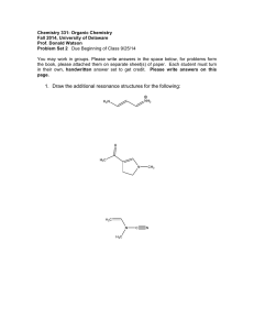 Chemistry 331: Organic Chemistry Fall 2014, University of Delaware Prof. Donald Watson