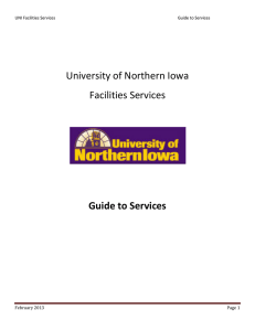 University of Northern Iowa Facilities Services  Guide to Services