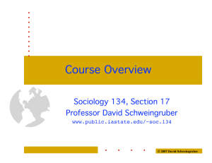 Course Overview Sociology 134, Section 17 Professor David Schweingruber www.public.iastate.edu/~soc.134