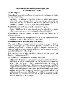 Introduction to the Sociology of Religion, part 1 What is religion? functional