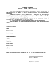 Volunteer Contract (Soc 134—Prof. Schweingruber)