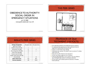 THE PEER SERIES OBEDIENCE TO AUTHORITY/ SOCIAL ORDER IN EMERGENCY SITUATIONS