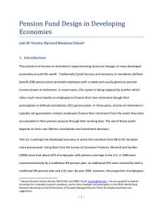 Pension Fund Design in Developing Economies 1.  Introduction