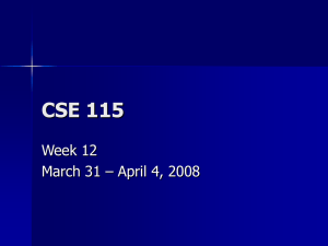 CSE 115 Week 12 March 31 – April 4, 2008
