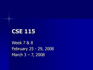 CSE 115 Week 7 &amp; 8 February 25 - 29, 2008