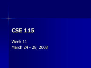 CSE 115 Week 11 March 24 - 28, 2008