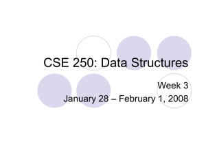 CSE 250: Data Structures Week 3 – February 1, 2008 January 28