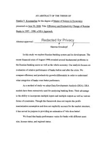 Natalia V. Konstandina for the degree of Master of Science... presented on June 30, 2000. Title: Efficiency and Productivity Change...