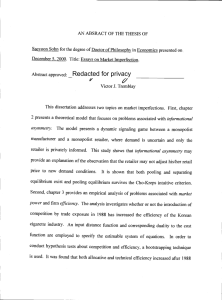 Economics presented on December 5, 2000. Title: Essays