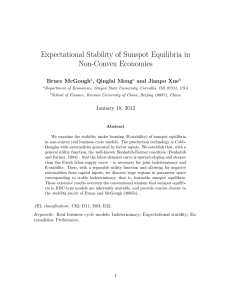 Expectational Stability of Sunspot Equilibria in Non-Convex Economies Bruce McGough , Qinglai Meng