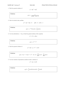 MATH 267 Section P Fall 2015 PRACTICE FINAL EXAM