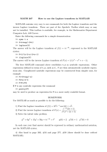 MATH 267 How to use the Laplace transform in MATLAB
