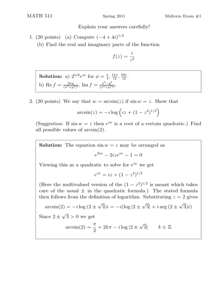 maths 511 assignment answers
