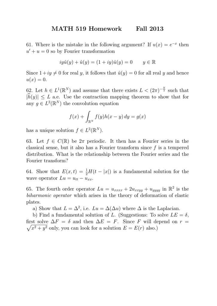 Math 519 Homework Fall 2013