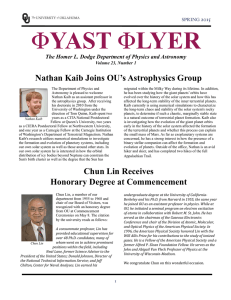 YAST Nathan Kaib Joins OU’s Astrophysics Group 2015