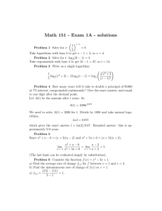 Math 151 - Exam 1A - solutions