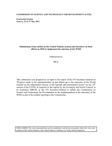 COMMISSION ON SCIENCE AND TECHNOLOGY FOR DEVELOPMENT (CSTD) Fourteenth Session