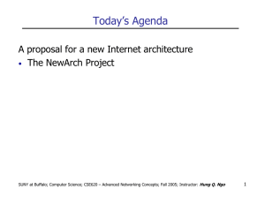 Today’s Agenda A proposal for a new Internet architecture The NewArch Project •