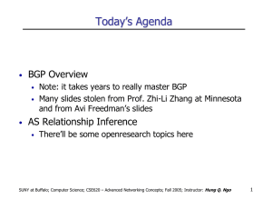 Today’s Agenda BGP Overview