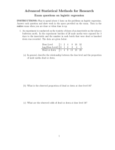 Advanced Statistical Methods for Research Exam questions on logistic regression