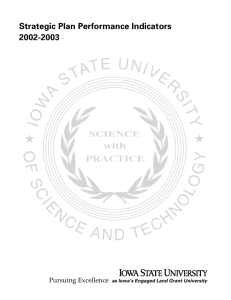 Strategic Plan Performance Indicators 2002-2003  as Iowa’s Engaged Land Grant University