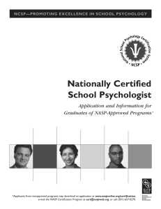 Nationally Certified School Psychologist Application and Information for Graduates of NASP-Approved Programs