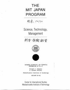 THE MIT JAPAN PROGRAM Science, Technology,