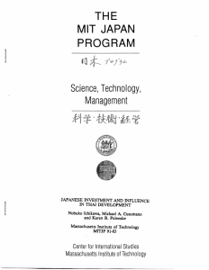 THE MIT JAPAN PROGRAM Science,  Technology,