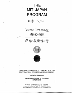THE MIT JAPAN PROGRAM Science, Technology,