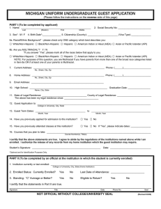 MICHIGAN UNIFORM UNDERGRADUATE GUEST APPLICATION reverse